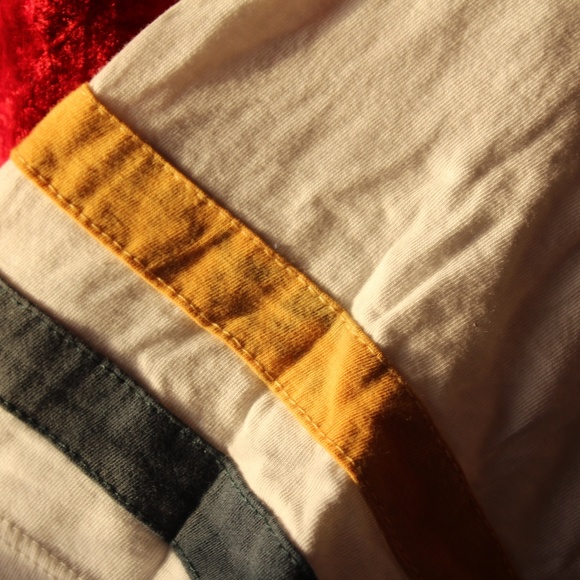 White/Dark Blueish Green Crop Top w/Yellow Stripes - Picture 6 of 8